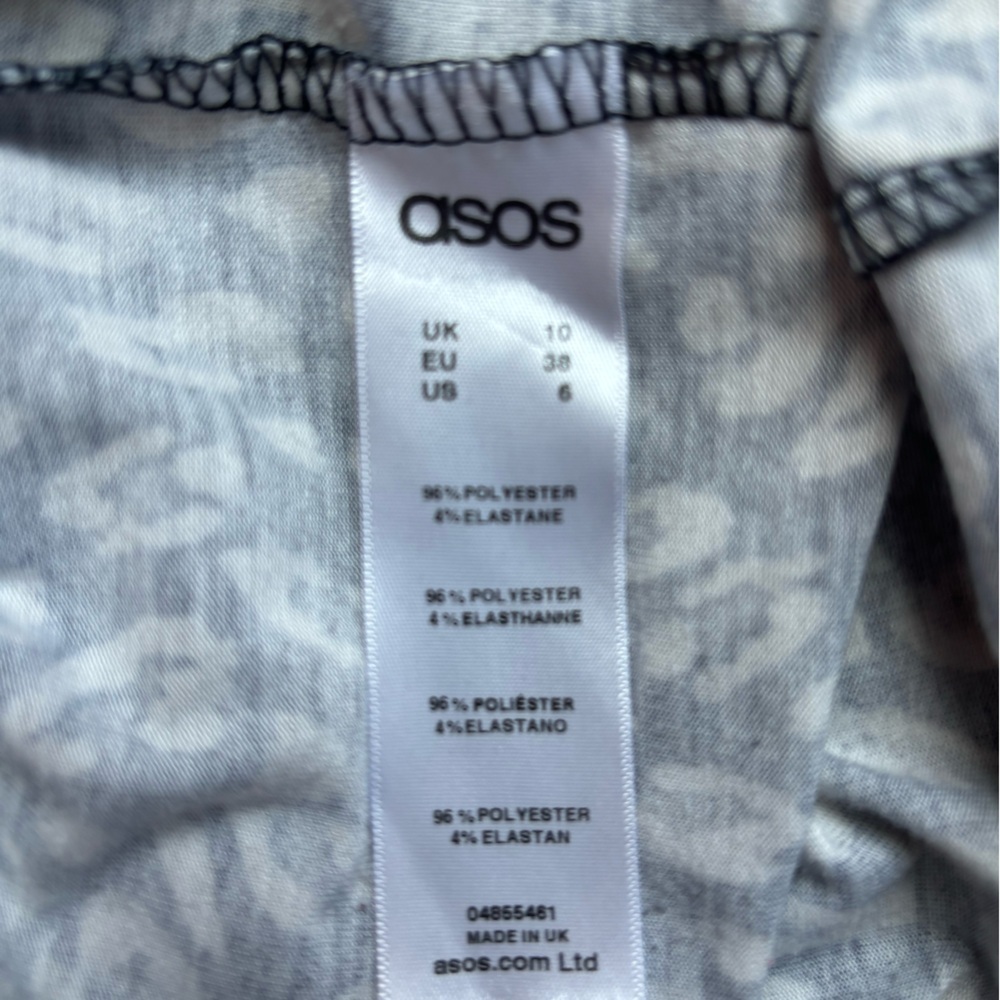 asos Animal Print Dress with Side Shirring For Shape Boatneck, SS Blk, Gray Sz 6 - Picture 6 of 6